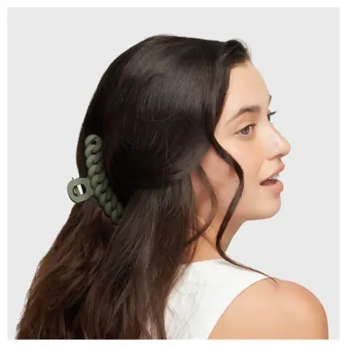 Kitsch Eco-friendly Chain Claw Clip 3pc Set - Black/Moss