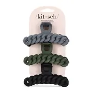 Kitsch Eco-friendly Chain Claw Clip 3pc Set - Black/Moss