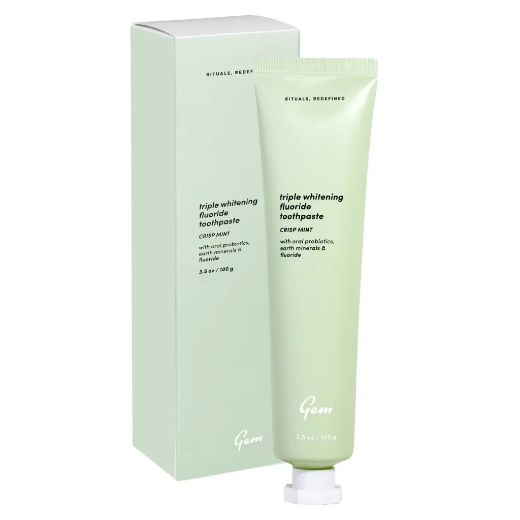 Gem Triple Whitening Toothpaste: Fluoride Mint, 100g