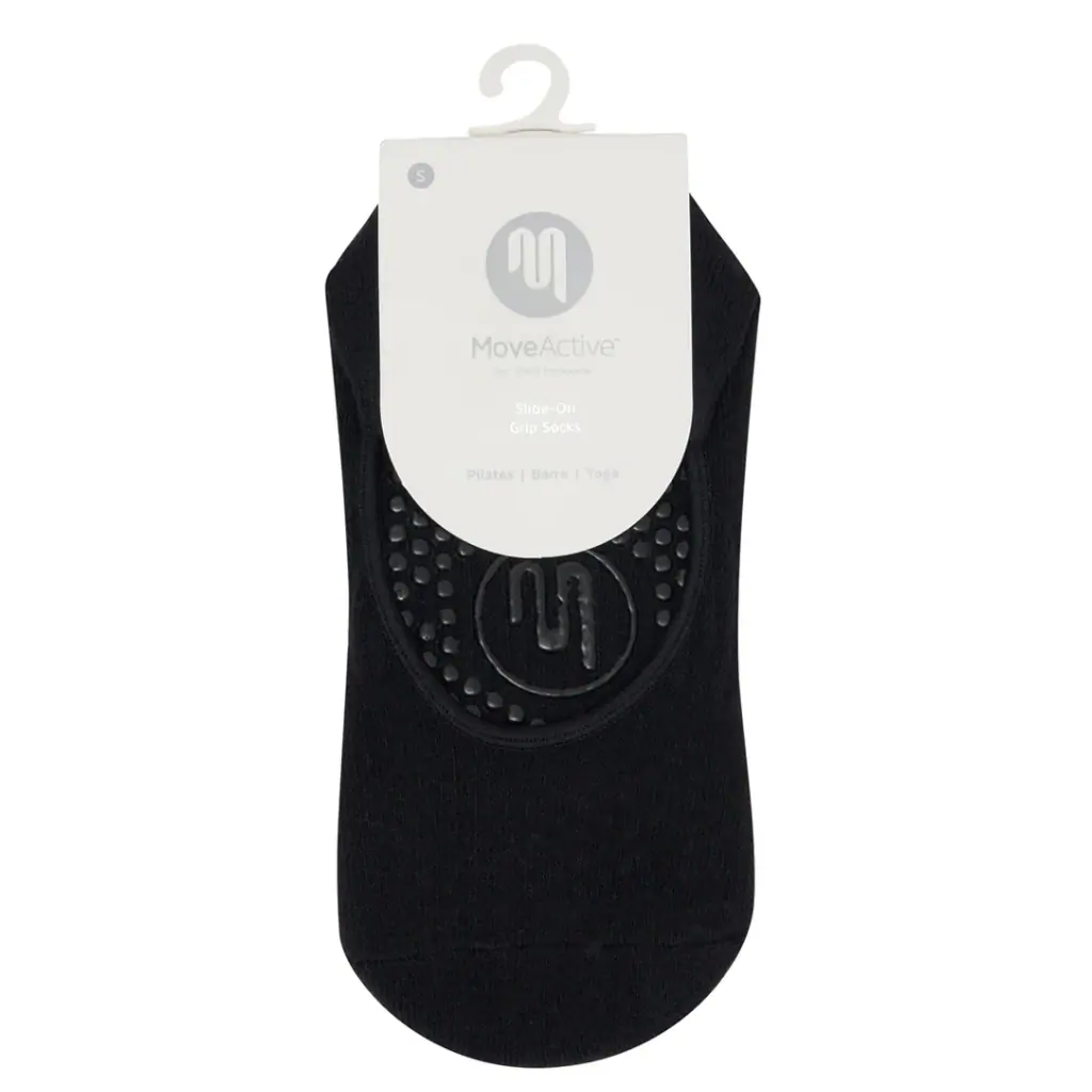 MoveActive Slide On Non Slip Grip Socks - Classic Black