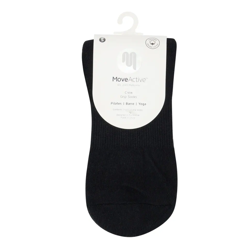 MoveActive Crew Non Slip Grip Socks - Black