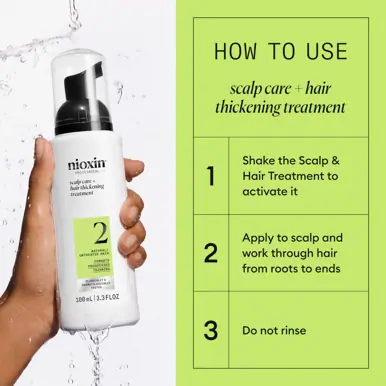 Nioxin System 2 Scalp + Hair Thickening Treatment - Serum for Natural Hair with Progressed Thinning,