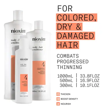 Nioxin System 4 Scalp + Hair Conditioner - Hair Thickening Conditioner for Damaged Hair with Progres