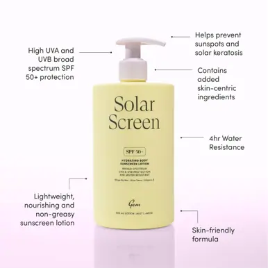 Gem Solar Screen Hydrating Body Sunscreen Lotion 500ml
