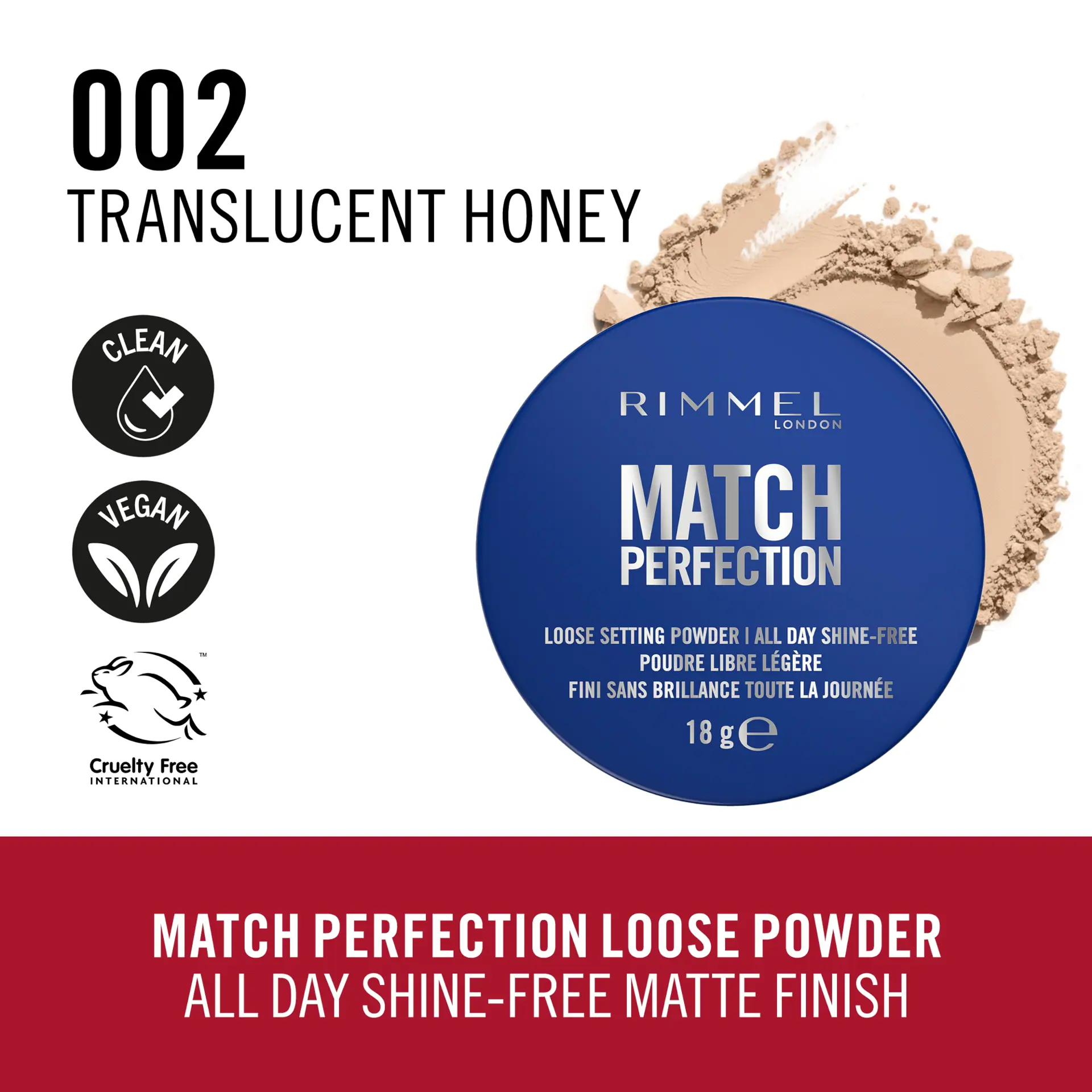 Rimmel London Match Perfection Loose Setting Powder, 002, Translucent Honey