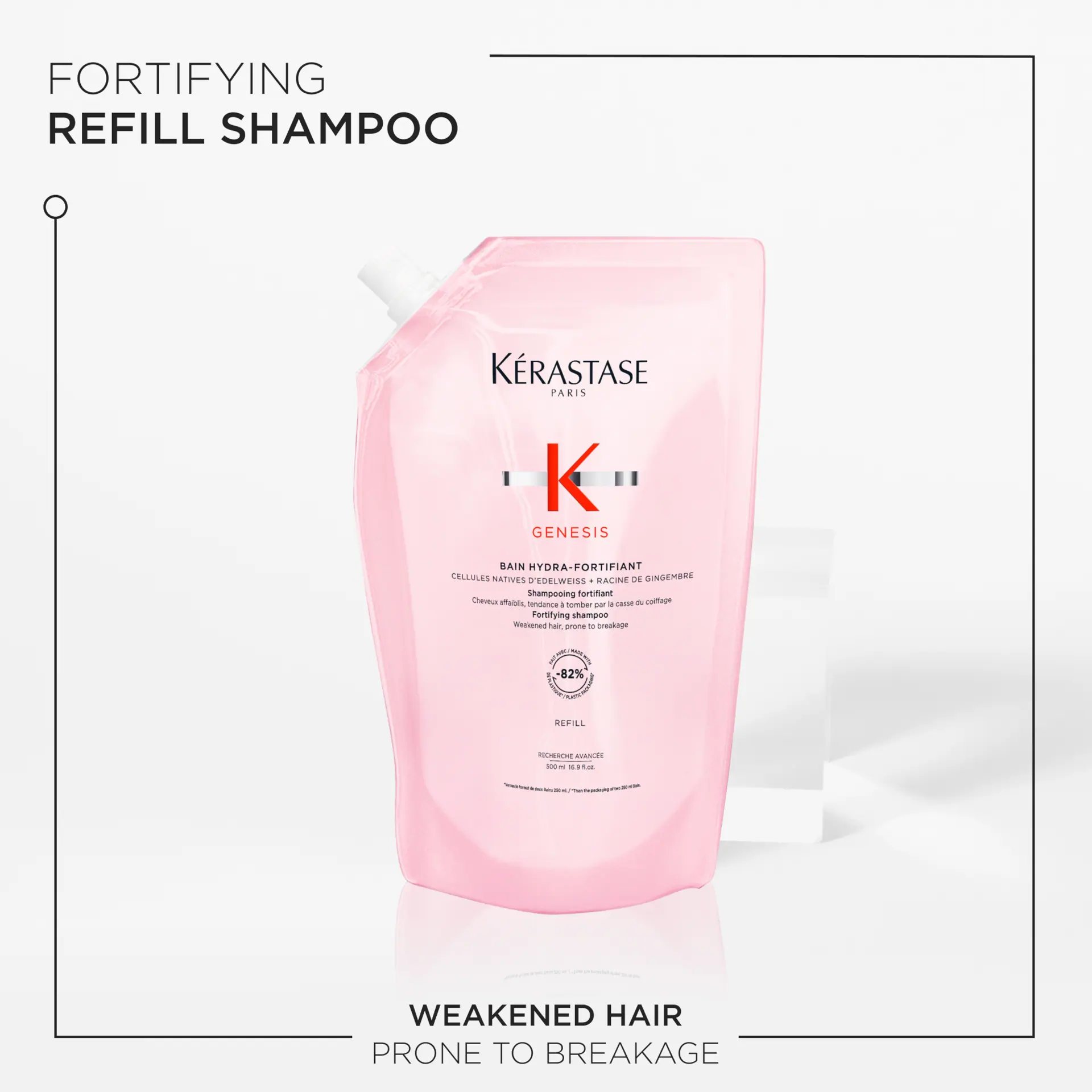 Kérastase Genesis Bain Hydro-Fortifiant Refill Shampoo Pouch For Weakened Hair Prone To Breakage 500