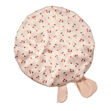 Kitsch Adjustable Oversized Satin Bonnet - Cherry Print