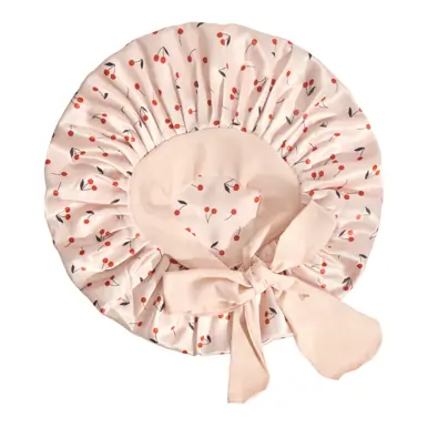 Kitsch Adjustable Oversized Satin Bonnet - Cherry Print