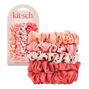 Kitsch Ruched Satin Scrunchies 5pc Set - Assorted Cherry Blossom