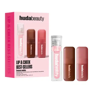 Huda Beauty Bronze Nude Lip And Cheek Best Sell Kit 