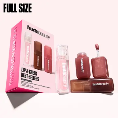 Huda Beauty Bronze Nude Lip And Cheek Best Sell Kit 