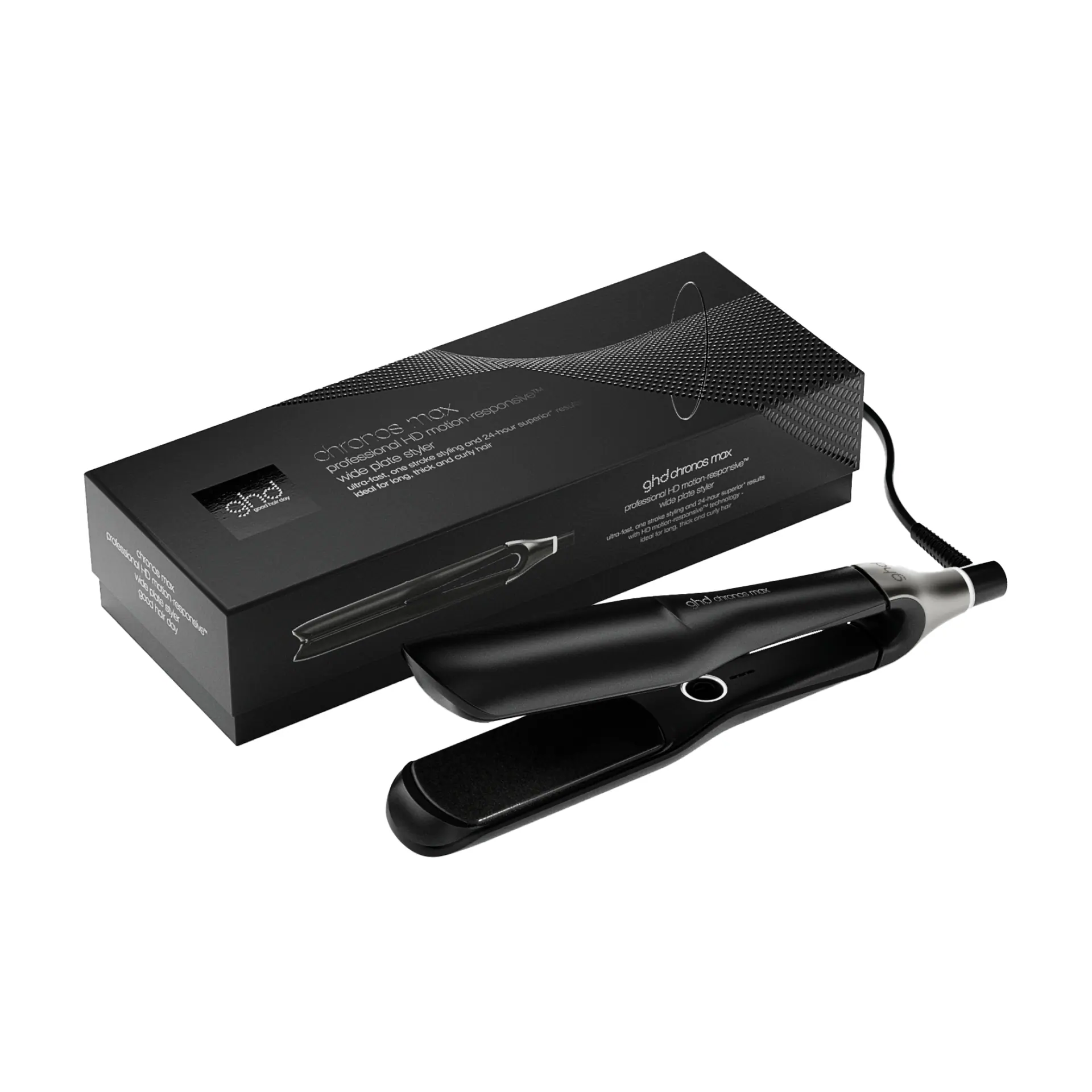 ghd chronos max wide plate hair straightener in black