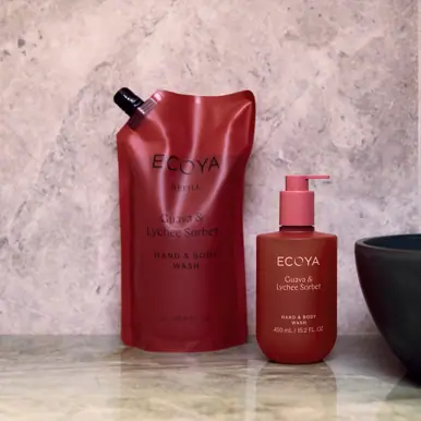 ECOYA Hand & Body Wash Refill Guava & Lychee Sorbet 1L 
