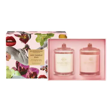 Glasshouse Fragrances 2x200g Candle Duo - Radiance In Bloom, Velvet Rhapsody 