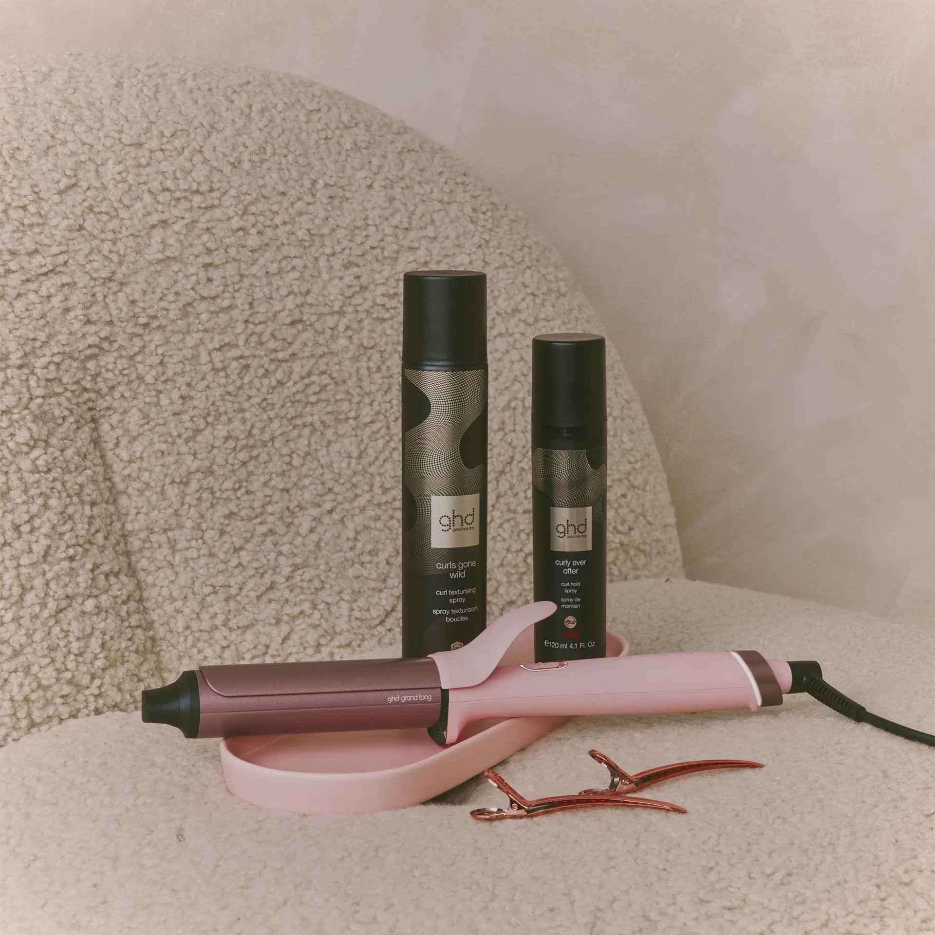 GHD Chronos Curve Grand Curling Tong in Dusted Pink