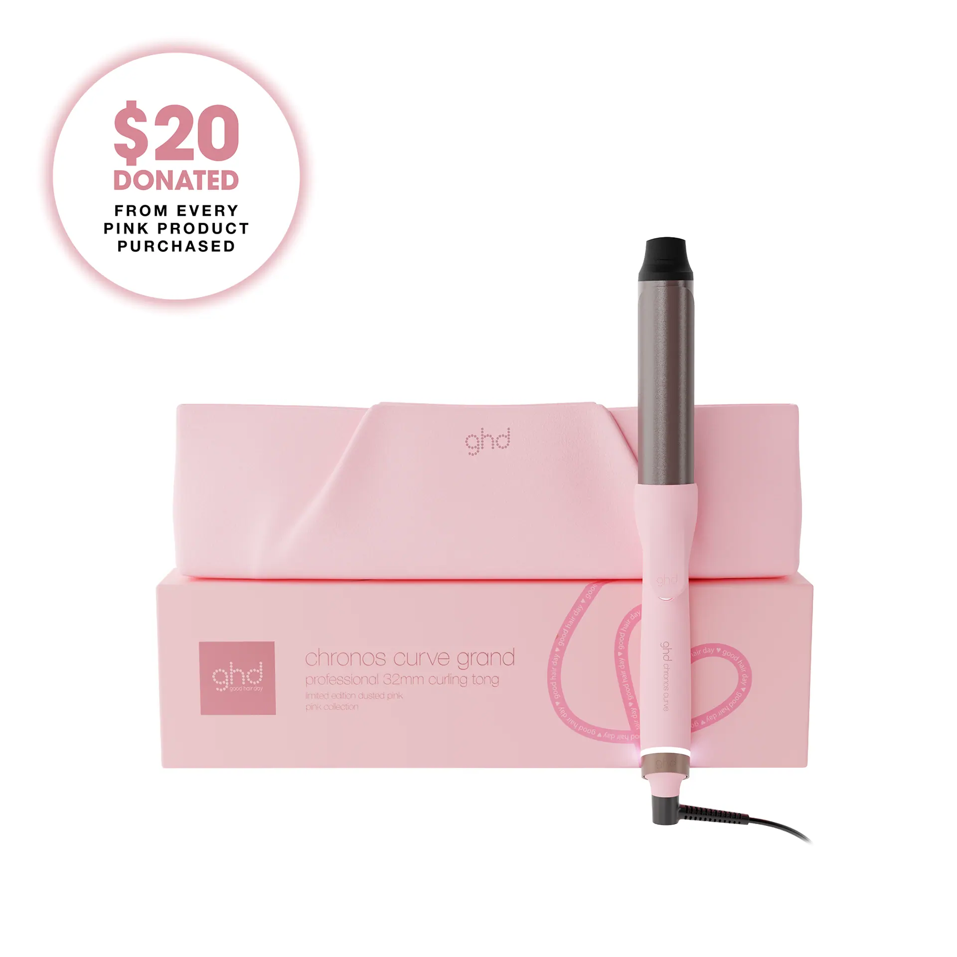 GHD Chronos Curve Grand Curling Tong in Dusted Pink